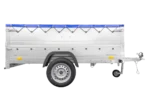 Anhänger mit faltbarer Deichsel GARDEN TRAILER 230 KIPP mit zusätzlichen Bordwänden, Stützrad und blauer Flachplane – Bild 5