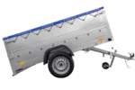 Anhänger mit faltbarer Deichsel GARDEN TRAILER 230 KIPP mit zusätzlichen Bordwänden, Stützrad und blauer Flachplane – Bild 6
