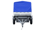 Auto Anhänger 230×125 Garden Trailer 230 KIPP Unitrailer 750 kg mit Stützrad, blauer Hochplane und Hochspriegel – Bild 6