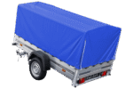 Auto Anhänger 230×125 Garden Trailer 230 KIPP Unitrailer 750 kg mit Stützrad, blauer Hochplane und Hochspriegel – Bild 5