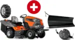 Husqvarna Rasentraktor TC 238TX Winterpaket mit Schneeschild, Gummileiste, Gewicht und Schneeketten – Modell 2023-Neu