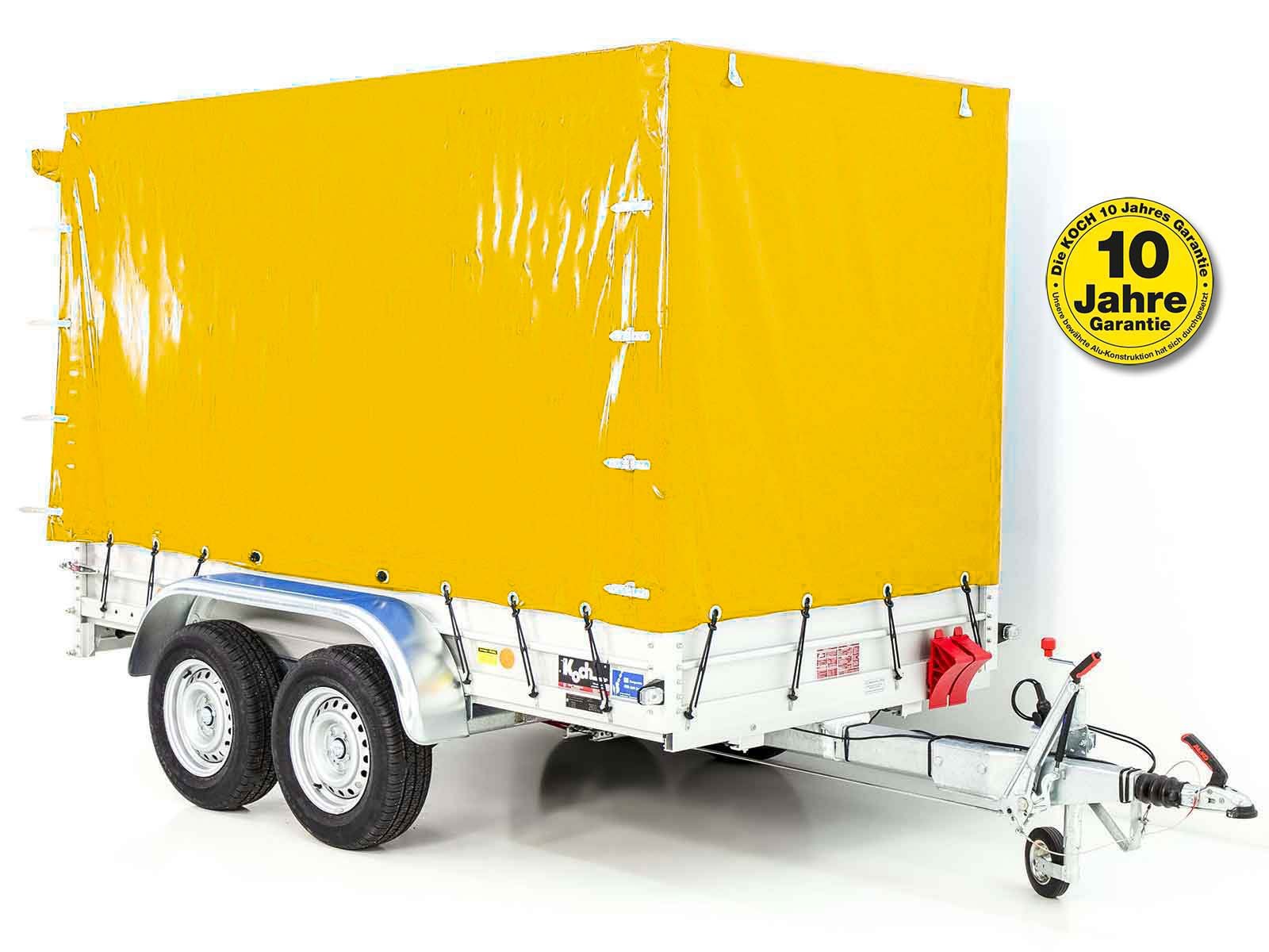 10mitplane-2.jpg Anhänger mit Plane 150x300cm 2600kg | Typ 7.26 | Hochplane 180cm – Gelb-Neu – Bild 1