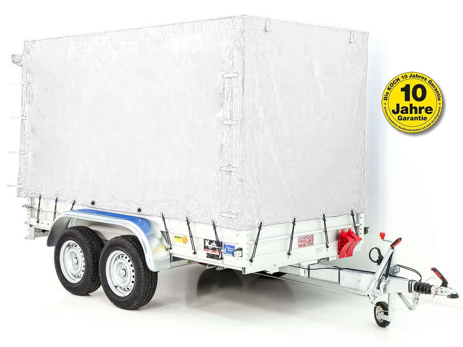 11mitplane-2.jpg Anhänger mit Plane 150x300cm 2600kg | Typ 7.26 | Hochplane 180cm – Weiß-Neu – Bild 1