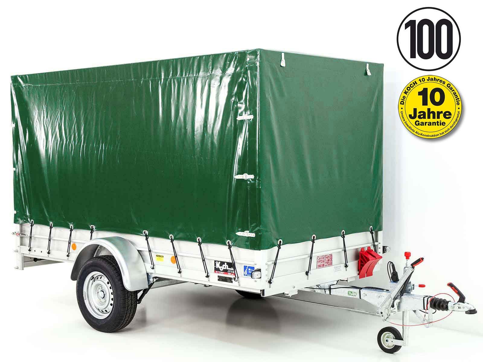 17mitpla-2.jpg Anhänger mit Plane 150x300cm 1300kg | Typ 7.13 | Hochplane 160cm – Grün-Neu – Bild 1