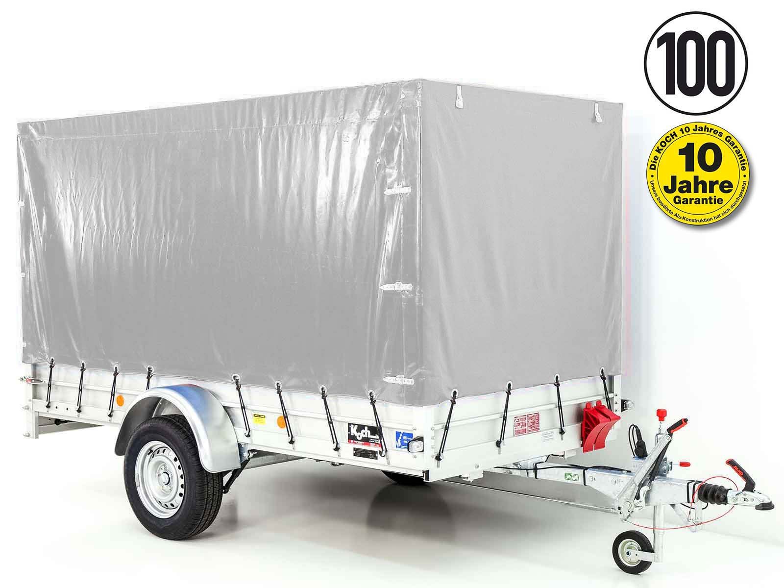 18mitplane-6.jpg Anhänger mit Plane 150x300cm 1300kg | Typ 7.13 | Hochplane 160cm – Silber-Neu – Bild 1