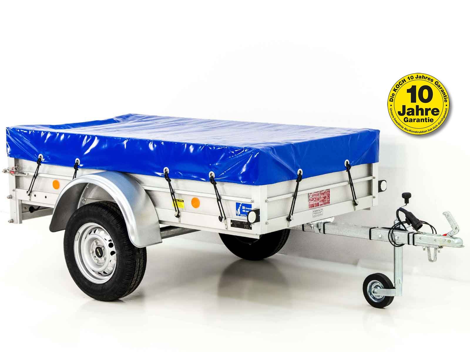 4-un-2.jpg Anhänger mit Plane 105x205cm 750kg | Typ U2 | Flachplane Profi blau-Neu – Bild 1