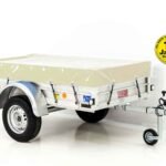 Anhänger mit Plane 105x205cm 750kg | Typ U2 | Flachplane Profi Elfenbein beige-Neu