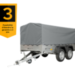 UNITRAILER 264/2 KIPP DOPPELAGS-ANHÄNGER MIT STÜTZRAD, ÜBERROLLBÜGEL UND GRAUER PLANE