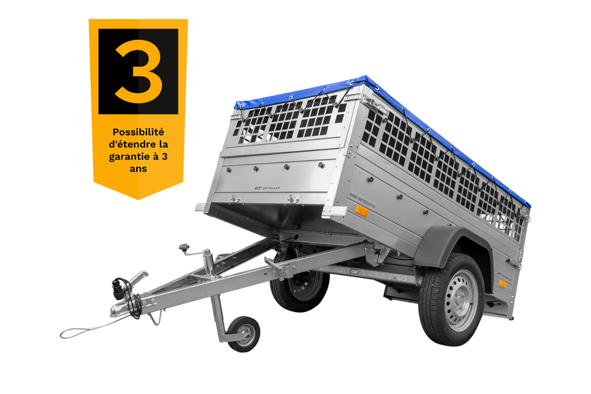 90.png 200×106 Gitteranhänger mit blauer Flachplane, Gitterwänden und Stützrad – Garden Trailer 200 KIPP – Bild 1