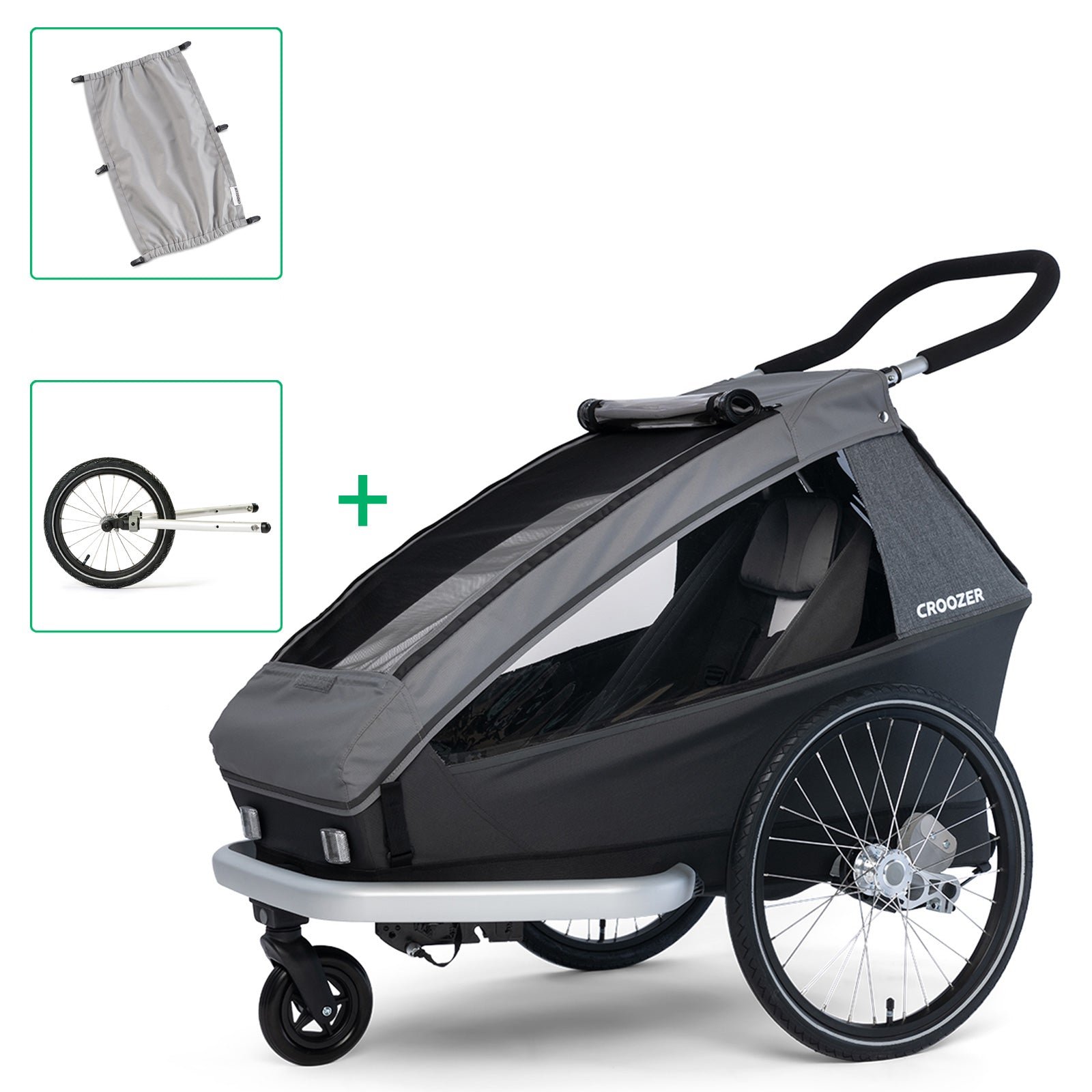 F1181SL_1.jpg Croozer Kid Keeke 1 inkl. Jogger-Set und Sonnenschutz – Mountain grey – Bild 1