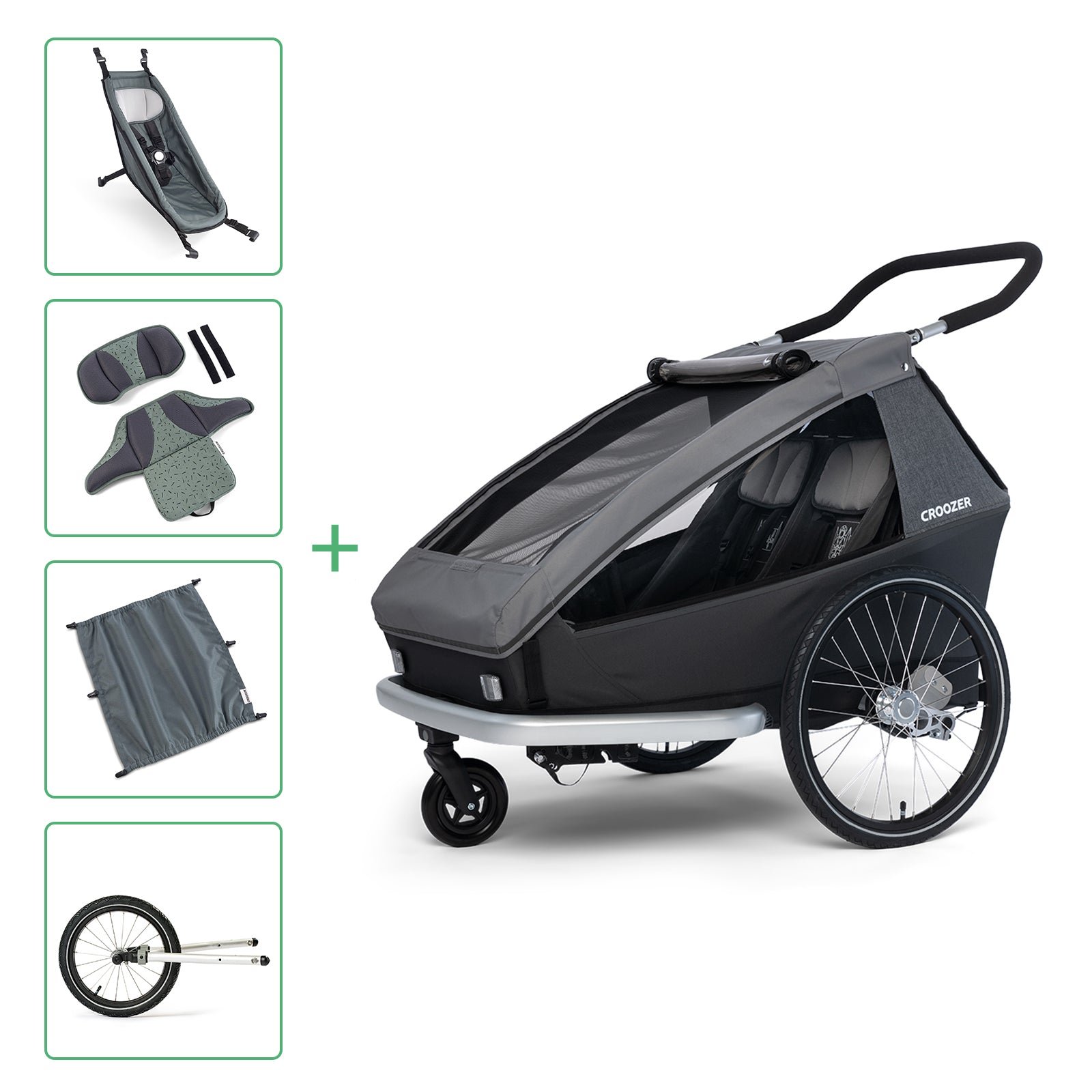 F2639SL1_1.jpg Croozer Kid Keeke 2 im Set inkl. Zusatzartikel – Mountain grey – Bild 1