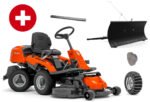 Husqvarna Profi-Frontmäher R 214C Combi 94 Winterpaket mit Schneeschild, Gummileiste, Gewicht und Schneeketten – Modell 2025-Neu