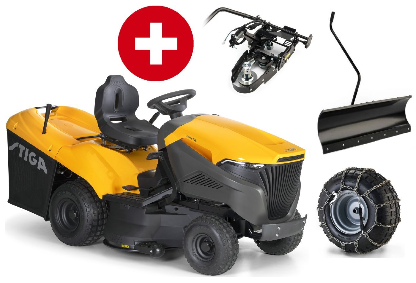Stiga_Estate_798_Winterpaket_20250919.jpg Stiga Rasentraktor Estate 798 Winterpaket mit 120 cm Schneeschild, PTO-Kit und Schneeketten – Bild 1