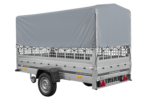 1-Achs-Anhänger GARDEN TRAILER 264 KIPP mit Laubgitteraufsatz, grauer Hochplane, Hochspriegel und Stützrad – Bild 4