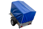 Anhänger 150 KIPP 150×106 cm [mit blauer Hochplane, Hochspriegel und Stützrad] – Bild 3