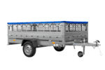 Anhänger 264×150 UNITRAILER GARDEN 265 KIPP mit Gitteraufsatz, Flachplanenträgern und blauer Plane – Bild 4