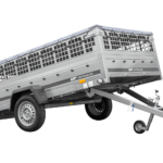 Anhänger 264×150 UNITRAILER GARDEN 265 KIPP mit Gitterwänden, H-0-Rahmen und grauer Plane