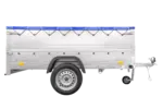Anhänger mit faltbarer Deichsel Garden Trailer 230 KIPP mit zusätzlichen Bordwänden, Stützrad und blauer Flachplane-Neu – Bild 5