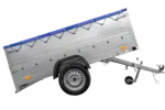 Anhänger mit faltbarer Deichsel Garden Trailer 230 KIPP mit zusätzlichen Bordwänden, Stützrad und blauer Flachplane-Neu – Bild 6