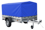 Auto Anhänger 230×125 Garden Trailer 230 KIPP Unitrailer 750 kg mit Stützrad, blauer Hochplane und Hochspriegel-Neu – Bild 3