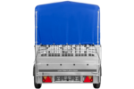 Autotransportanhänger auf Federn 264×125 UNITRAILER GARDEN 264/R KIPP mit Gitterwänden, H-800 Rahmen und blauer Plane – Bild 5