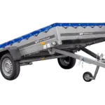 Einachsanhänger 264×150 UNITRAILER GARDEN 265 KIPP mit einem Flachplanenträger und blauer Plane-Neu