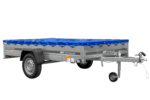 Einachsanhänger 264×150 UNITRAILER GARDEN 265 KIPP mit einem Flachplanenträger und blauer Plane – Bild 3