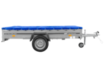 Einachsanhänger 264×150 UNITRAILER GARDEN 265 KIPP mit einem Flachplanenträger und blauer Plane – Bild 4