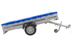 Einachsanhänger 264×150 UNITRAILER GARDEN 265 KIPP mit einem Flachplanenträger und blauer Plane-Neu – Bild 6