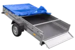 Einachsanhänger 264×150 UNITRAILER GARDEN 265 KIPP mit einem Flachplanenträger und blauer Plane-Neu – Bild 7