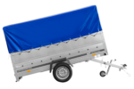 Einachsanhänger 264×150 UNITRAILER GARDEN 265 KIPP mit zusätzlichen Bordwänden, H-800-Hochspriegel und blauer Plane – Bild 7