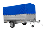 Einachsanhänger 264×150 UNITRAILER GARDEN 265 KIPP mit zusätzlichen Bordwänden, H-800-Hochspriegel und blauer Plane – Bild 3