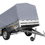 Einachsanhänger auf Federn 200×125 UNITRAILER GARDEN 201/R KIPP mit H-800-Rahmen und grauer Plane