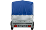Einachsanhänger auf Federn 230×125 UNITRAILER GARDEN 230/R KIPP mit BIS-Seiten, H-800-Rahmen und blauer Plane – Bild 6