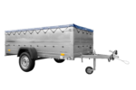 Einachsanhänger auf Federn 264×125 UNITRAILER GARDEN 264/R KIPP mit BIS-Seiten, H-0-Rahmen und blauer Plane