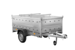 Einachsiger Anhänger auf Blattfedern 230×125 UNITRAILER GARDEN 230/R KIPP mit BIS-Seitenwänden und Aluminiumabdeckung