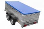 GARDEN TRAILER 264/2 KIPP Zweiachsanhänger mit Stützrad, Planenträgern, zus. Bordwänden und blauer Flachplane – Bild 7