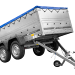 GARDEN TRAILER 264/2 KIPP Zweiachsanhänger mit Stützrad, Planenträgern, zus. Bordwänden und blauer Flachplane