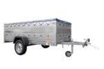 Großer Anhänger 750 kg Garden Trailer 264 KIPP mit Bordwandaufsatz [zusätzliche 40 cm], Stützrad und blauer Flachplane-Neu – Bild 6