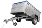 Kfz Anhänger 750 kg GARDEN TRAILER 201 KIPP mit zusätzlichen Bordwänden, Stützrad und blauer Flachplane