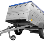 Kfz Anhänger 750 kg GARDEN TRAILER 201 KIPP mit zusätzlichen Bordwänden, Stützrad und blauer Flachplane