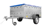 Kfz Anhänger 750 kg Garden Trailer 201 KIPP mit zusätzlichen Bordwänden, Stützrad und blauer Flachplane-Neu – Bild 4