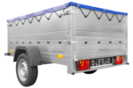 Kfz Anhänger 750 kg GARDEN TRAILER 201 KIPP mit zusätzlichen Bordwänden, Stützrad und blauer Flachplane – Bild 7