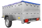 Kfz Anhänger 750 kg Garden Trailer 201 KIPP mit zusätzlichen Bordwänden, Stützrad und blauer Flachplane-Neu – Bild 7