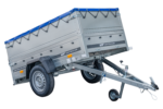 Kippbarer Pkw Anhänger GARDEN TRAILER 200 KIPP mit zusätzlichen Bordwänden, Stützrad und Flachplane