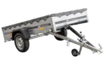 Kipper Pkw Anhänger Garden Trailer 230 KIPP [230 cm x 125 cm] mit Flachplane, Stützrad und Planenträger-Neu