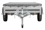 Kipper Pkw Anhänger Garden Trailer 230 KIPP [230 cm x 125 cm] mit Flachplane, Stützrad und Planenträger-Neu – Bild 4