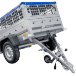 Kompakter Anhänger Garden Trailer 150 KIPP 150×106 cm 750 kg mit Laubgitteraufsatz