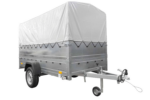 Leichtanhänger auf Federn 264×125 UNITRAILER GARDEN 264/R KIPP mit BIS-Seiten, H-800-Rahmen und grauer Plane