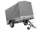 PKW Anhänger 230×125 Garden Trailer 230 KIPP Unitrailer 750 kg mit Stützrad, 110 cm hoher Plane und Hochspriegel